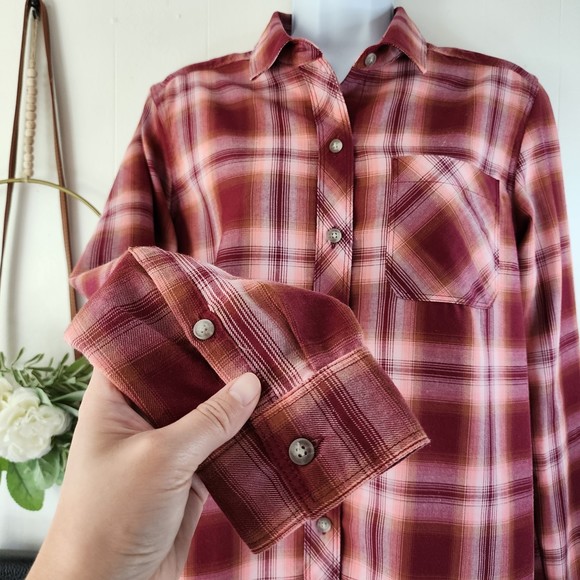 Eddie Bauer Twin Falls Vintage Rose Flannel Shirt Size Medium - Picture 5 of 9